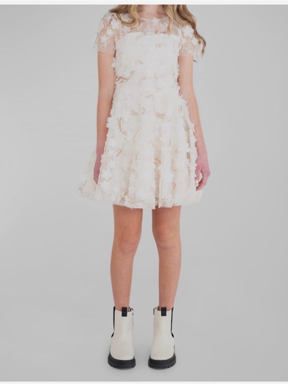Zoe Ltd Ivory Dress with Rose-Gold Sequin Detail